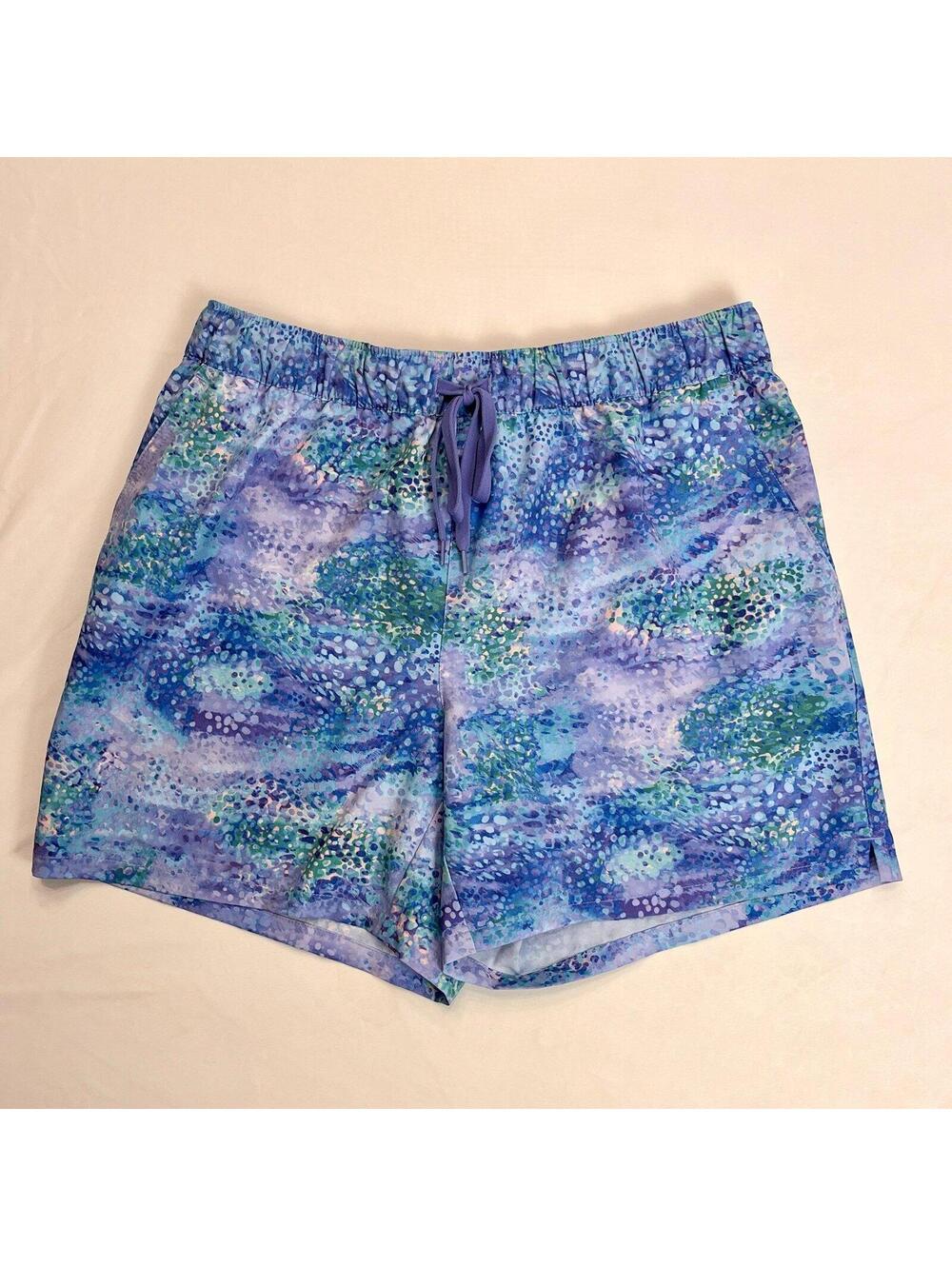 Reel Legends Women’s Quick Dry Shorts Small Blue Purple Abstract Ocean Print